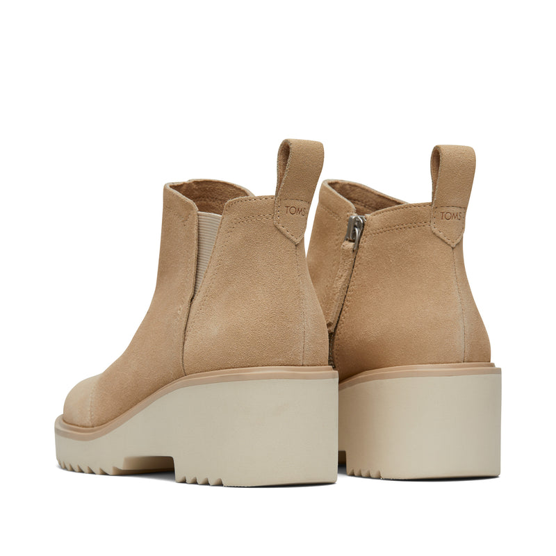Maude Wedge Boot Oatmeal Suede - Back View