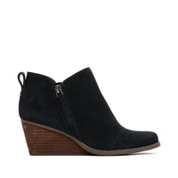 Goldie Wedge Ankle Bootie Black Suede - Side View