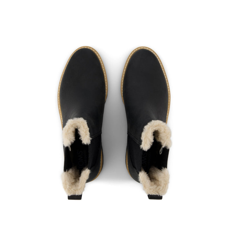 Bennet Boot Water Resistant Black Leather Faux Fur - Top View Bennet Boot Water Resistant Black Leather Faux Fur - Top View