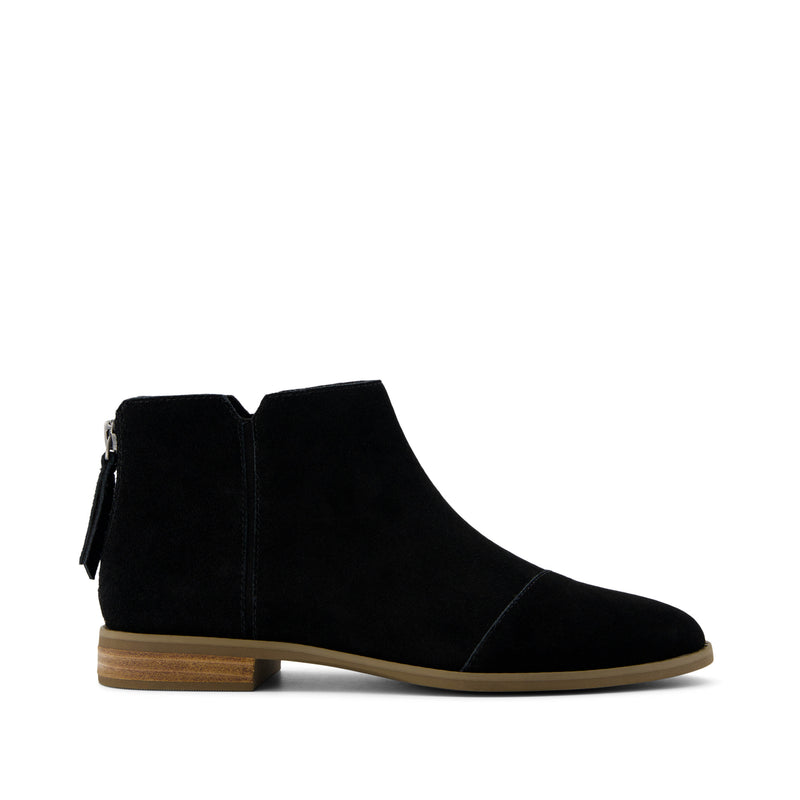 Rylie Ankle Bootie Black Suede - Side View Rylie Ankle Bootie Black Suede - Side View