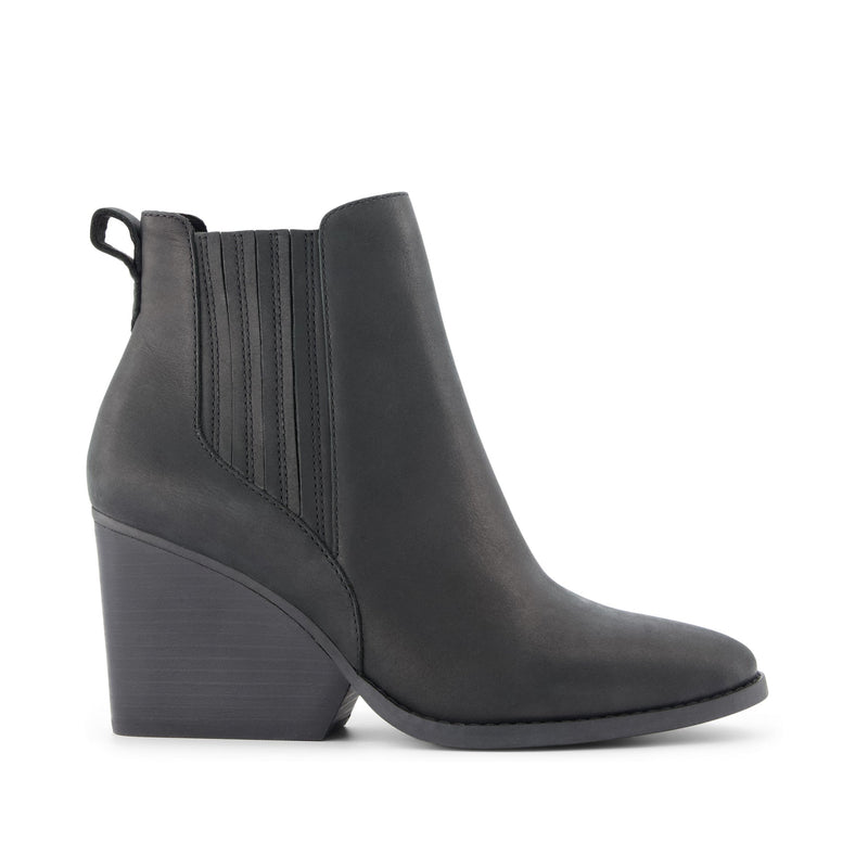 Noa Ankle Boot All Black Leather - Side View Noa Ankle Boot All Black Leather - Side View