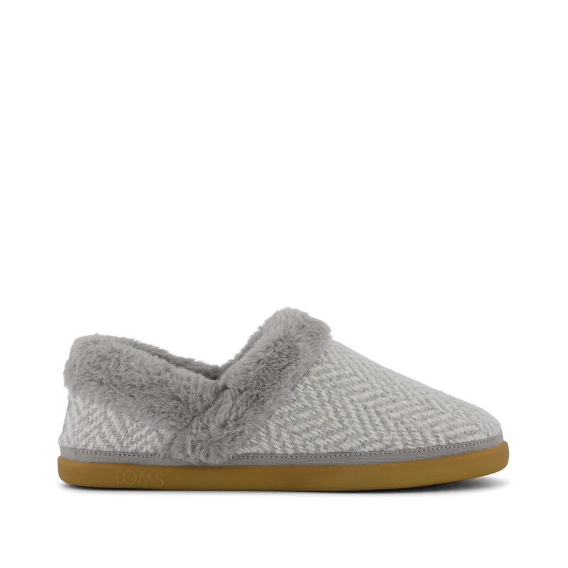 Oslo Convertible Slipper Drizzle Grey Herringbone - Side View Oslo Convertible Slipper Drizzle Grey Herringbone - Side View