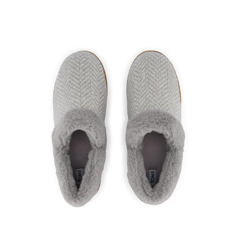 Oslo Convertible Slipper Drizzle Grey Herringbone - Top View Oslo Convertible Slipper Drizzle Grey Herringbone - Top View