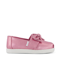 Alpargata Classic Toddler Shoe Rose Pink Metallic Twill with Bow - Side View