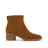 Delilah Heeled Boot Water Repellent Amber Brown Suede - Side View