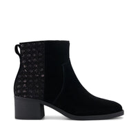 Delilah Heeled Boot Black Geometric Sequins - Side View