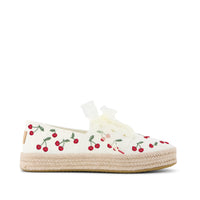 Carolina Lace-Up Espadrille Cherry Embroidery - Side View