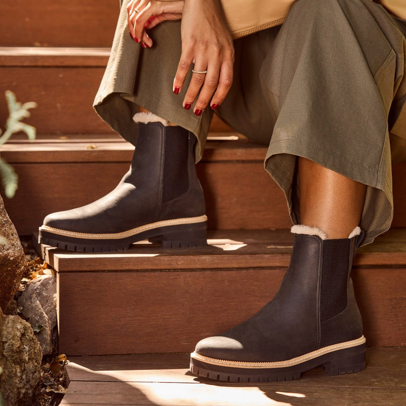 Bennet Boot Water Resistant Black Leather Faux Fur Bennet Boot Water Resistant Black Leather Faux Fur